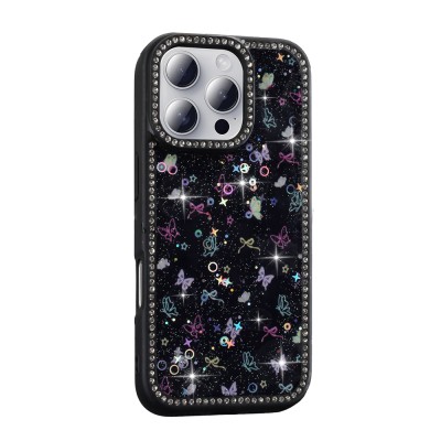 Apple iPhone 16 Pro Max Case Stone and Glitter Design Zore Azra Cover - 5