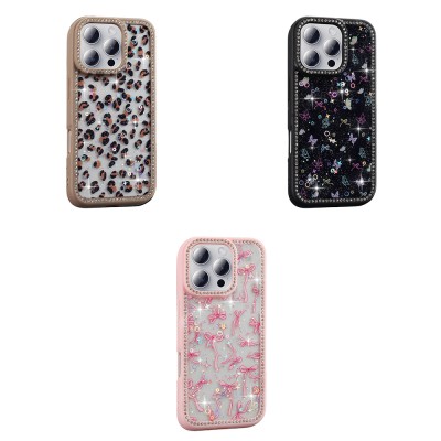 Apple iPhone 16 Pro Max Case Stone and Glitter Design Zore Azra Cover - 11