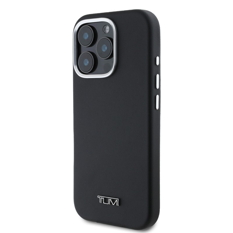 Apple iPhone 16 Pro Max Case TUMI Original Licensed Magsafe Charging Featured Metal Text Logo PU Leather Cover - 3