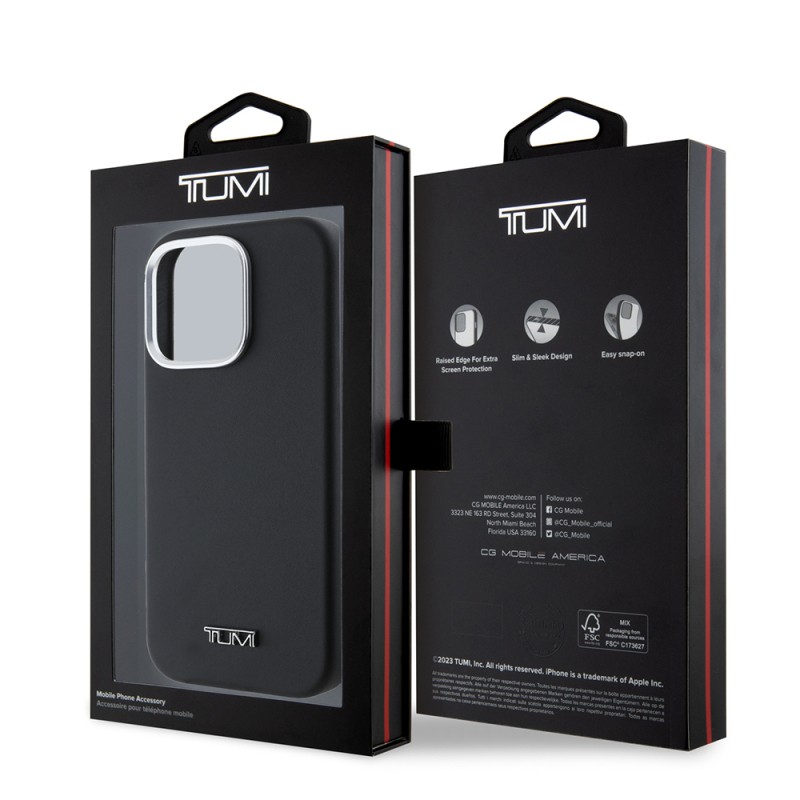 Apple iPhone 16 Pro Max Case TUMI Original Licensed Magsafe Charging Featured Metal Text Logo PU Leather Cover - 9
