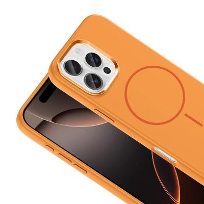 Apple iPhone 16 Pro Max Case with M-Safe Charging Feature, Metal Camera Frame, Zore Edi Silicone Cover - 18