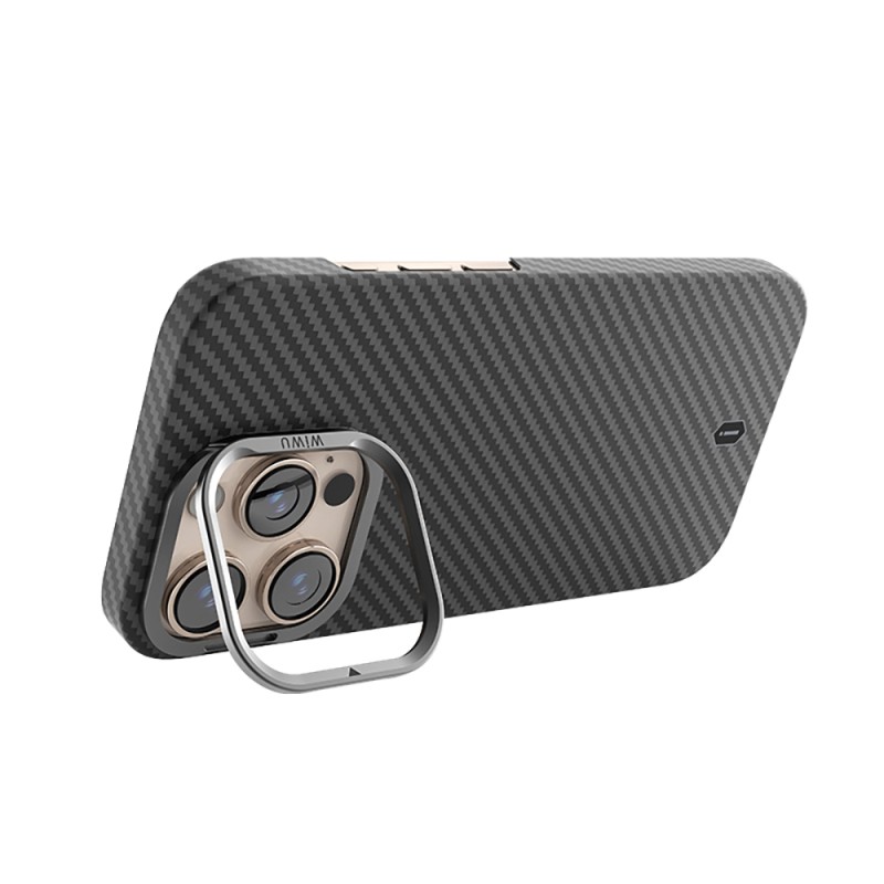 Apple iPhone 16 Pro Max Case Wiwu DCC-206 Magsafe Charging Feature Camera Stand Aramid Fiber Design Cover - 9
