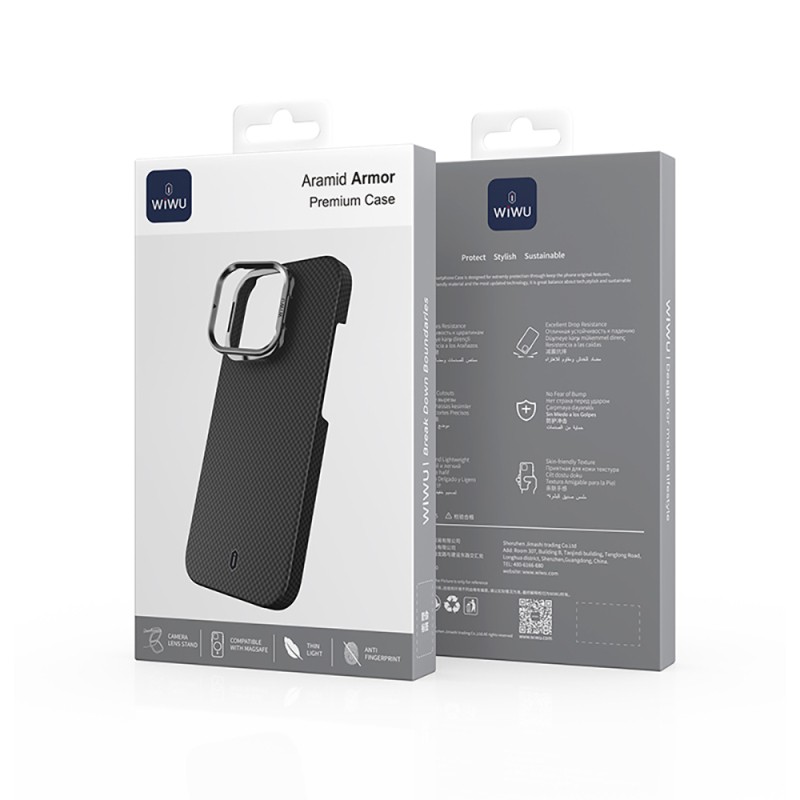 Apple iPhone 16 Pro Max Case Wiwu DCC-208 Magsafe Charging Camera Stand Aramid Fiber Design Cover - 11