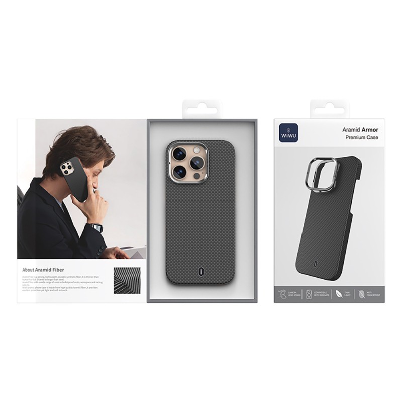 Apple iPhone 16 Pro Max Case Wiwu DCC-208 Magsafe Charging Camera Stand Aramid Fiber Design Cover - 12