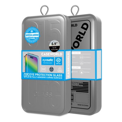 Apple iPhone 16 Pro Max CaseWorld 3D Eyesafe Mavi Işık Teknolojili 0.15mm Temperli Cam Ekran Koruyucu + Uygulama Aparatı - 7