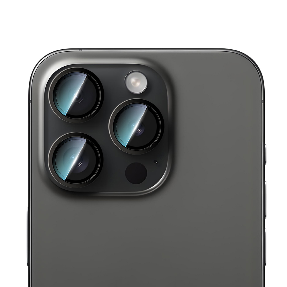 Apple iPhone 16 Pro Max CaseWorld Alloy Serisi Oleofobik Anti Reflective Kamera Lens Koruyucu - Siyah