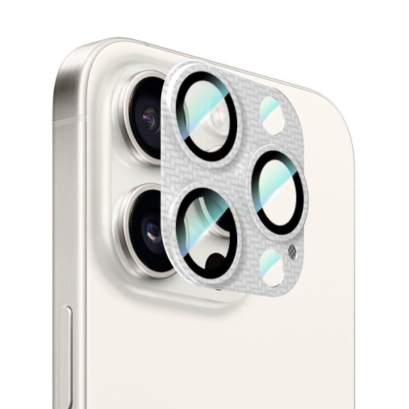 Apple iPhone 16 Pro Max CaseWorld Carbon Fiber Series Anti Reflective Ultra Clear Full Camera Lens Protector - 1