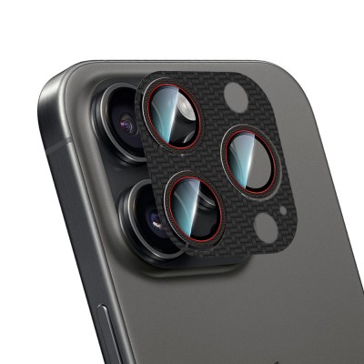 Apple iPhone 16 Pro Max CaseWorld Carbon Fiber Series Anti Reflective Ultra Clear Full Camera Lens Protector - 4