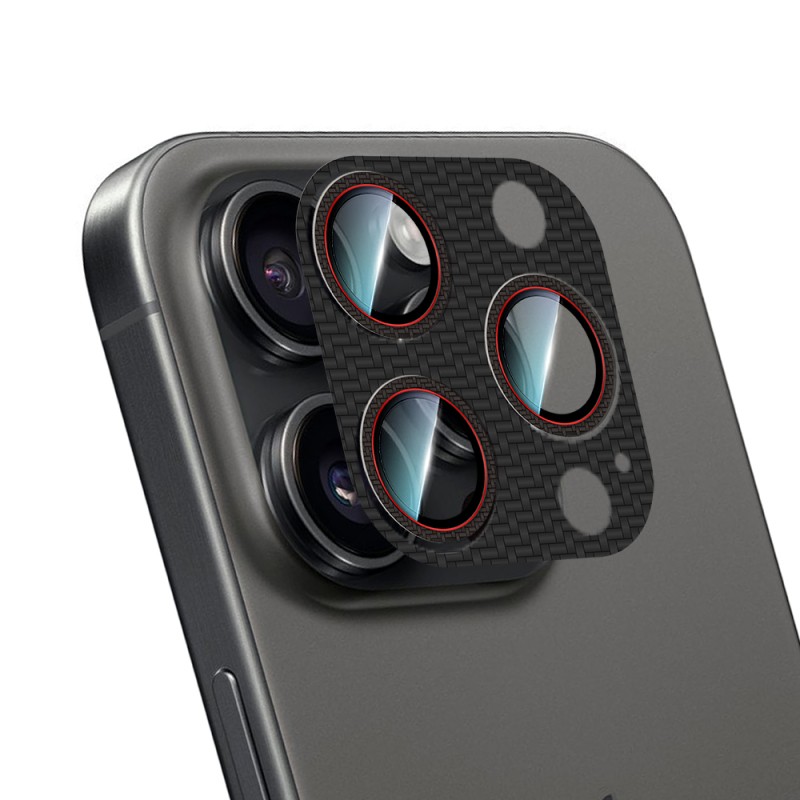 Apple iPhone 16 Pro Max CaseWorld Carbon Fiber Series Anti Reflective Ultra Clear Full Camera Lens Protector - 4