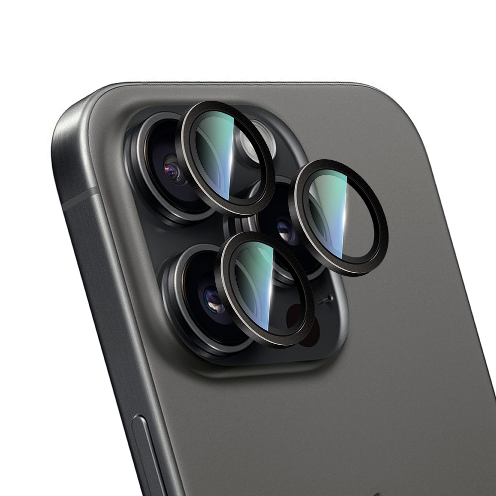 Apple iPhone 16 Pro Max CaseWorld Karbon Fiber Serisi Anti Reflective Ultra Clear Kamera Lens Koruyucu - Siyah