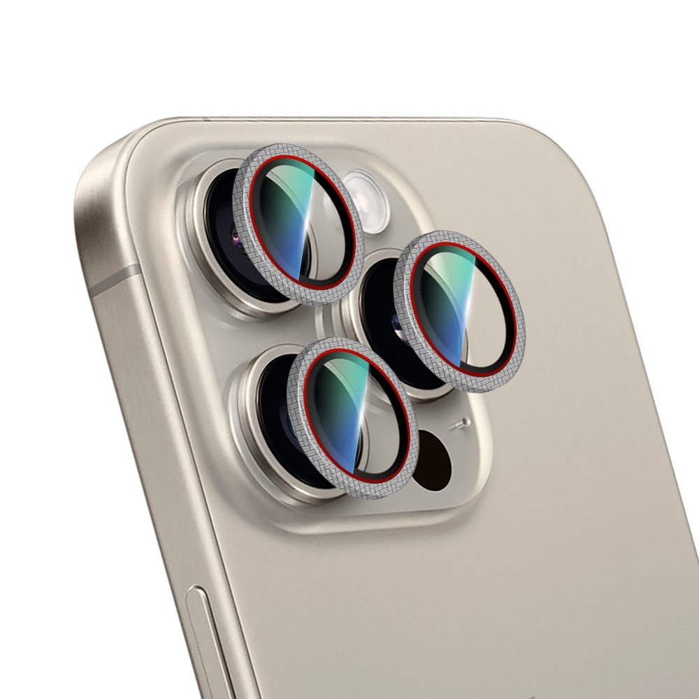 Apple iPhone 16 Pro Max CaseWorld Karbon Fiber Serisi Anti Reflective Ultra Clear Kamera Lens Koruyucu - Titanyum-Kırmızı