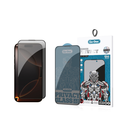 Apple iPhone 16 Pro Max Go Des 9D Full Cover Privacy Temperli Cam Ekran Koruyucu - Go Des