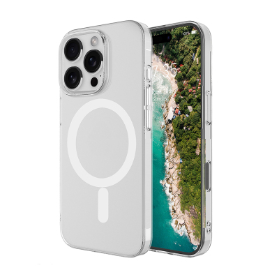 Apple iPhone 16 Pro Max Kamera Korumalı M-Safe Şarj Özellikli Şeffaf Zore London Sert PC Kapak - Zore