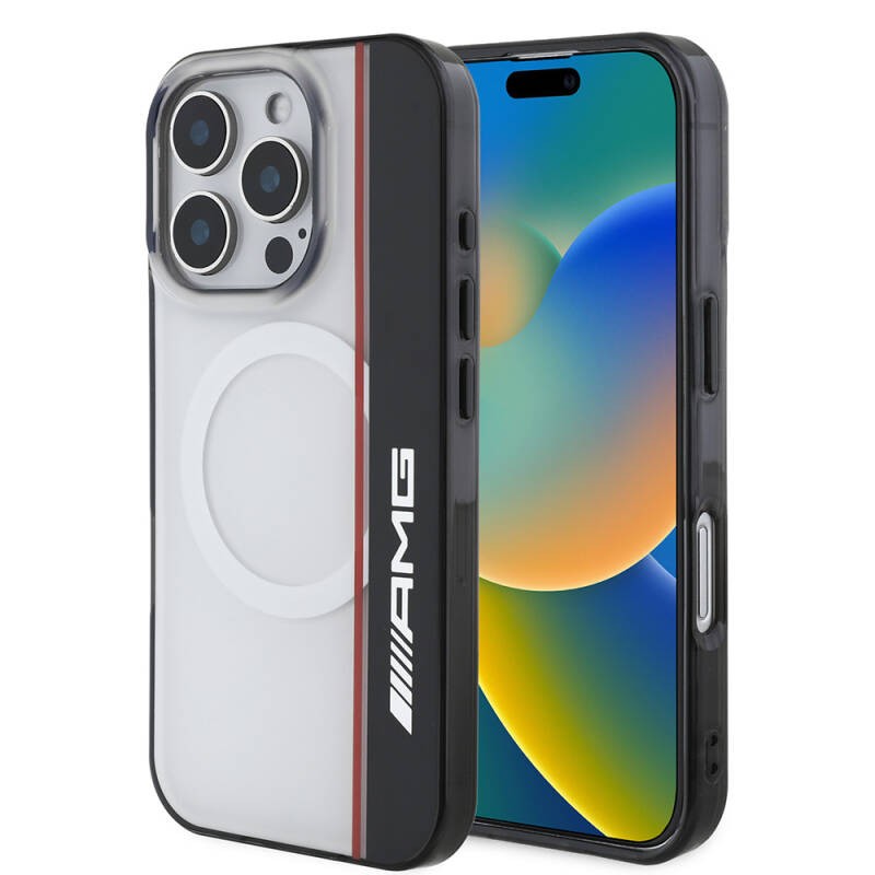 Apple iPhone 16 Pro Max Kılıf AMG Orjinal Lisanslı M-safe Şarj Özellikli IML Baskı Logolu Çift Katmanlı Bow Lines Kapak - 10