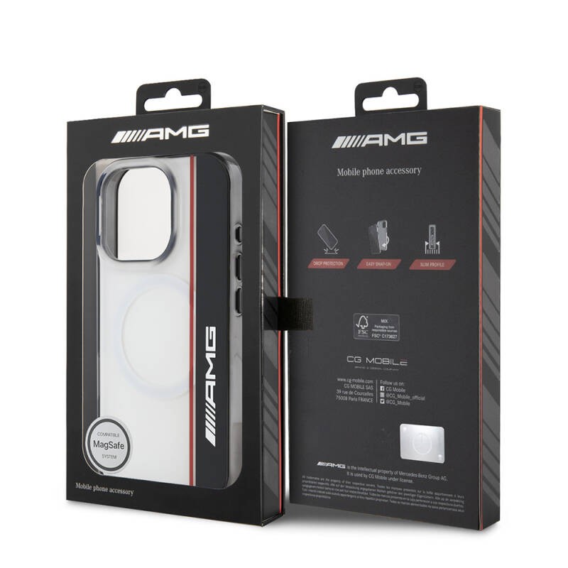 Apple iPhone 16 Pro Max Kılıf AMG Orjinal Lisanslı M-safe Şarj Özellikli IML Baskı Logolu Çift Katmanlı Bow Lines Kapak - 18