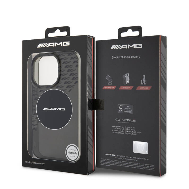 Apple iPhone 16 Pro Max Kılıf AMG Orjinal Lisanslı M-safe Şarj Özellikli IML Baskı Logolu Smoked Kapak - 9