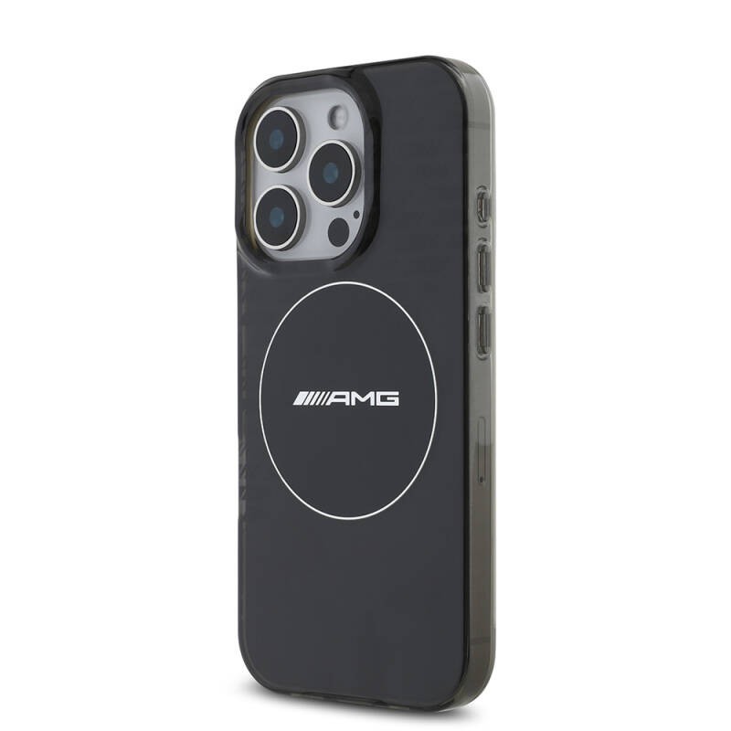 Apple iPhone 16 Pro Max Kılıf AMG Orjinal Lisanslı M-safe Şarj Özellikli IML Baskı Logolu Smoked Kapak - 3