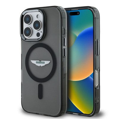 Apple iPhone 16 Pro Max Kılıf Aston Martin Orjinal Lisanslı M-safe Şarj Özellikli IML Baskı Logolu Buzlu Kapak - 3