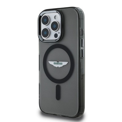 Apple iPhone 16 Pro Max Kılıf Aston Martin Orjinal Lisanslı M-safe Şarj Özellikli IML Baskı Logolu Buzlu Kapak - 4