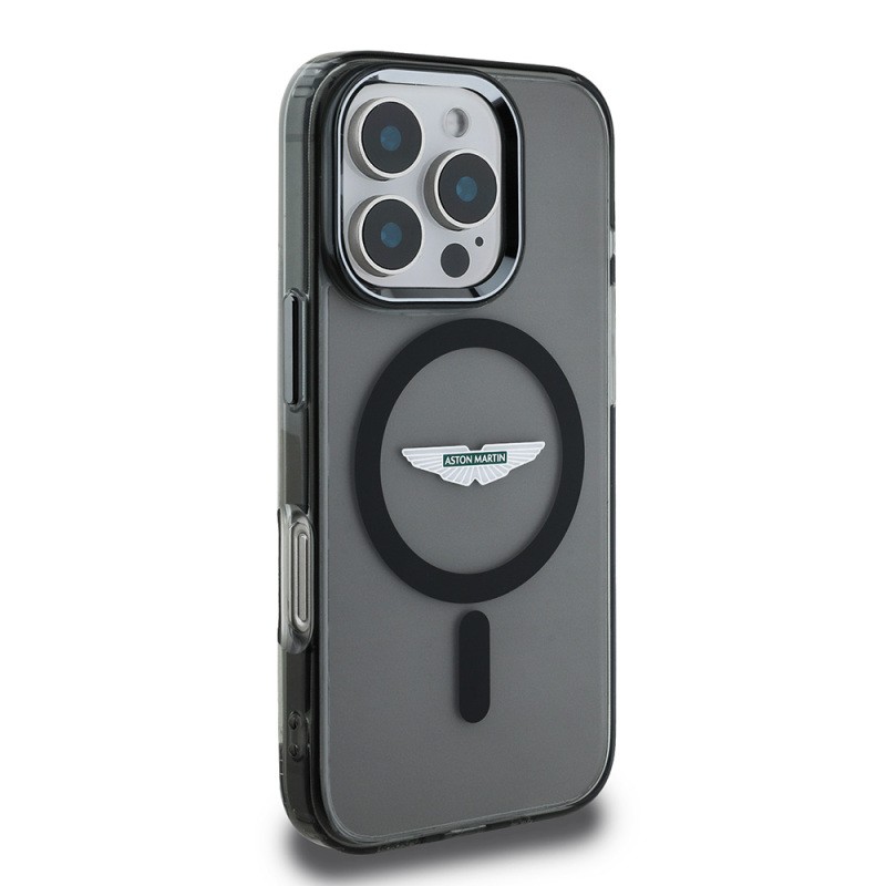 Apple iPhone 16 Pro Max Kılıf Aston Martin Orjinal Lisanslı M-safe Şarj Özellikli IML Baskı Logolu Buzlu Kapak - 5