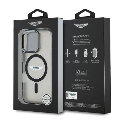 Apple iPhone 16 Pro Max Kılıf Aston Martin Orjinal Lisanslı M-safe Şarj Özellikli IML Baskı Logolu Buzlu Kapak - 9