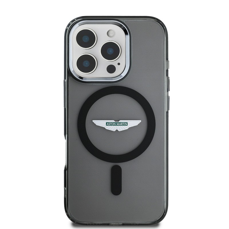 Apple iPhone 16 Pro Max Kılıf Aston Martin Orjinal Lisanslı M-safe Şarj Özellikli IML Baskı Logolu Buzlu Kapak - 2