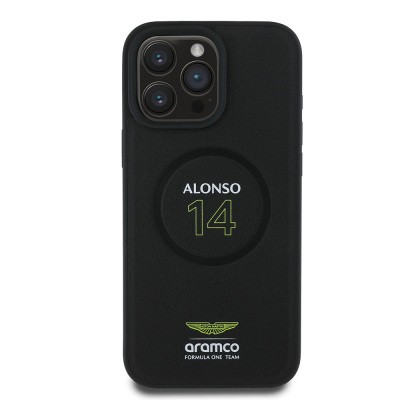 Apple iPhone 16 Pro Max Kılıf Aston Martin Orjinal Lisanslı M-safe Şarj Özellikli PU Deri Alonso 14 Baskılı Kapak - 2