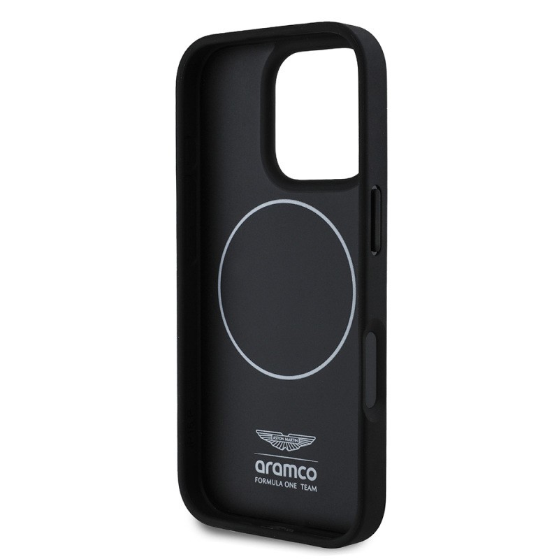 Apple iPhone 16 Pro Max Kılıf Aston Martin Orjinal Lisanslı M-safe Şarj Özellikli Renkli Halka ve Karbon Fiber Tasarımlı Kapak - 7