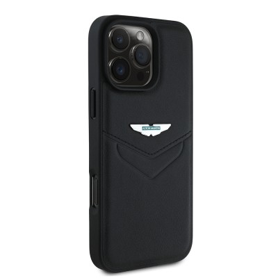 Apple iPhone 16 Pro Max Kılıf Aston Martin Orjinal Lisanslı Victory Dizayn PU Deri Metal Logolu Kapak - 3