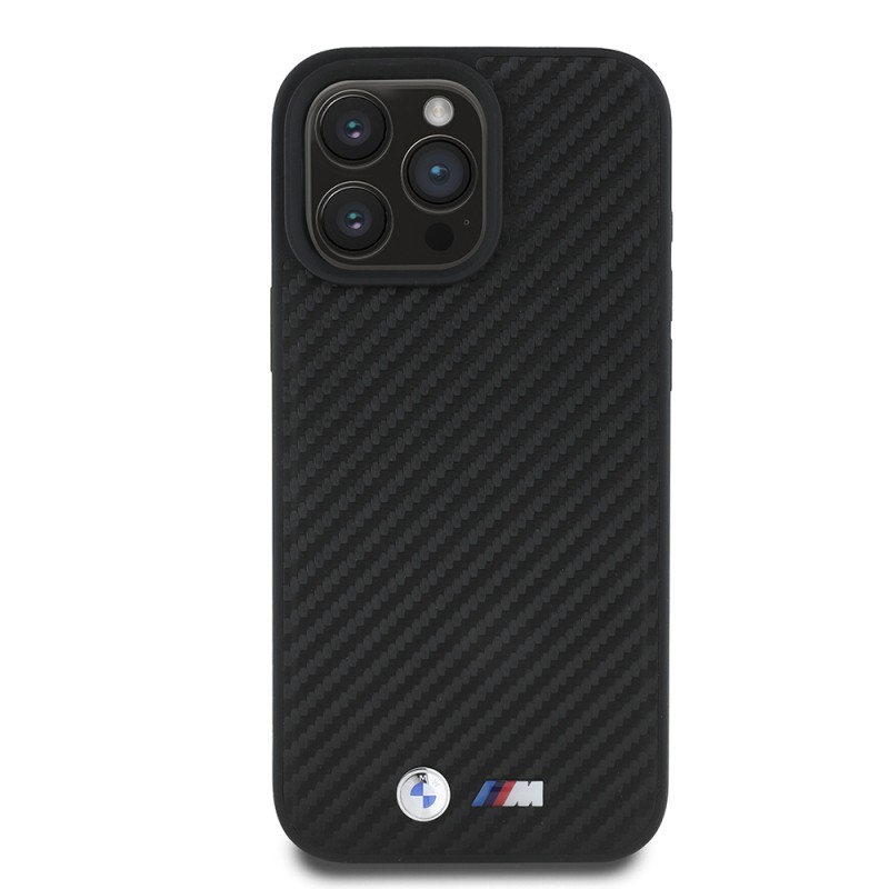 Apple iPhone 16 Pro Max Kılıf BMW Orjinal Lisanslı Karbon Fiber Tasarımlı ve Metal Logolu PU Deri Kapak - 4
