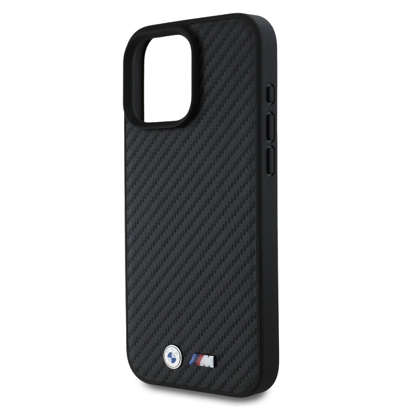 Apple iPhone 16 Pro Max Kılıf BMW Orjinal Lisanslı Karbon Fiber Tasarımlı ve Metal Logolu PU Deri Kapak - 7