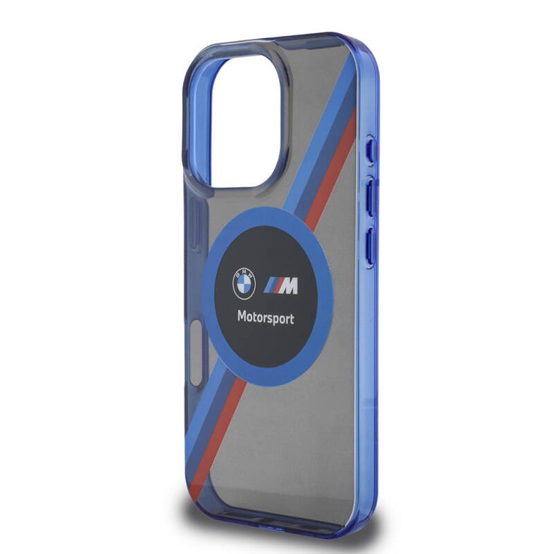 Apple iPhone 16 Pro Max Kılıf BMW Orjinal Lisanslı M-safe Şarj Özellikli M Logolu Üç Renk Çizgili Motorsport Circle Kapak - 7