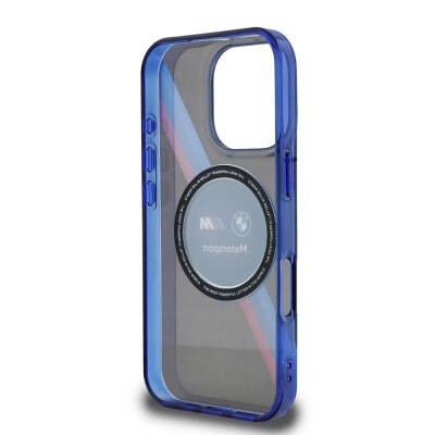 Apple iPhone 16 Pro Max Kılıf BMW Orjinal Lisanslı M-safe Şarj Özellikli M Logolu Üç Renk Çizgili Motorsport Circle Kapak - 8