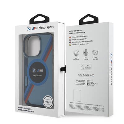 Apple iPhone 16 Pro Max Kılıf BMW Orjinal Lisanslı M-safe Şarj Özellikli M Logolu Üç Renk Çizgili Motorsport Circle Kapak - 19