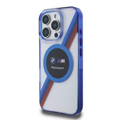 Apple iPhone 16 Pro Max Kılıf BMW Orjinal Lisanslı M-safe Şarj Özellikli M Logolu Üç Renk Çizgili Motorsport Circle Kapak - 22