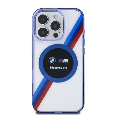 Apple iPhone 16 Pro Max Kılıf BMW Orjinal Lisanslı M-safe Şarj Özellikli M Logolu Üç Renk Çizgili Motorsport Circle Kapak - 23