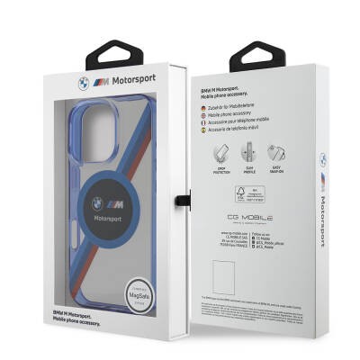 Apple iPhone 16 Pro Max Kılıf BMW Orjinal Lisanslı M-safe Şarj Özellikli M Logolu Üç Renk Çizgili Motorsport Circle Kapak - 27