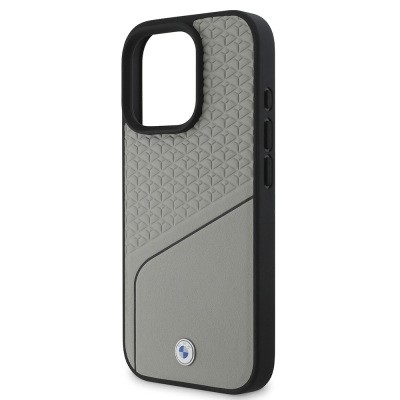 Apple iPhone 16 Pro Max Kılıf BMW Orjinal Lisanslı M-safe Şarj Özellikli Metal Logolu Dokulu ve Çizgili Deri Kapak - 13