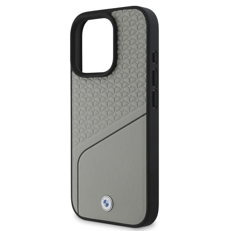 Apple iPhone 16 Pro Max Kılıf BMW Orjinal Lisanslı M-safe Şarj Özellikli Metal Logolu Dokulu ve Çizgili Deri Kapak - 13