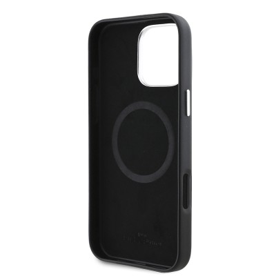 Apple iPhone 16 Pro Max Kılıf BMW Orjinal Lisanslı M-safe Şarj Özellikli Metal Logolu Tam Kaplama Deri Kapak - 17