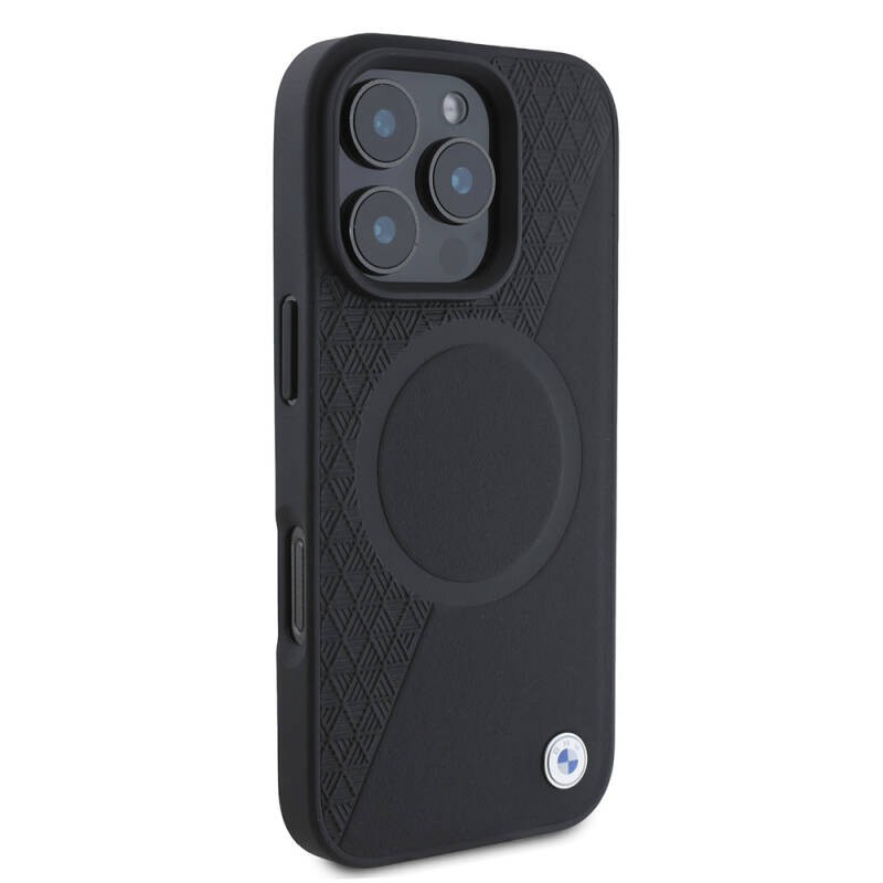Apple iPhone 16 Pro Max Kılıf BMW Orjinal Lisanslı M-safe Şarj Özellikli Metal Logolu Yarım Dokulu Circle Deri Kapak - 5