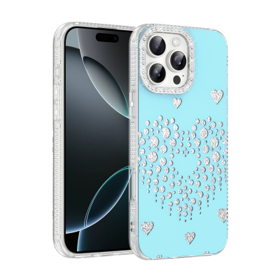 Apple iPhone 16 Pro Max Kılıf Damla Taşlı Zore Rivas Sert PC Kapak - Zore