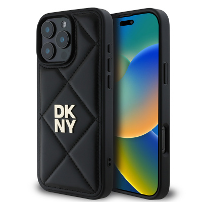 Apple iPhone 16 Pro Max Kılıf DKNY Orjinal Lisanslı Kapitone Tasarımlı Metal Logolu Deri Kapak - DKNY
