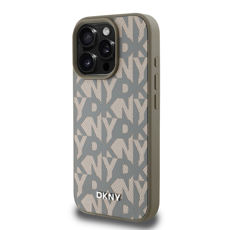 Apple iPhone 16 Pro Max Kılıf DKNY Orjinal Lisanslı M-safe Şarj Özellikli 3D Yazılı Grid Pattern Kapak - 4