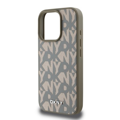 Apple iPhone 16 Pro Max Kılıf DKNY Orjinal Lisanslı M-safe Şarj Özellikli 3D Yazılı Grid Pattern Kapak - 8