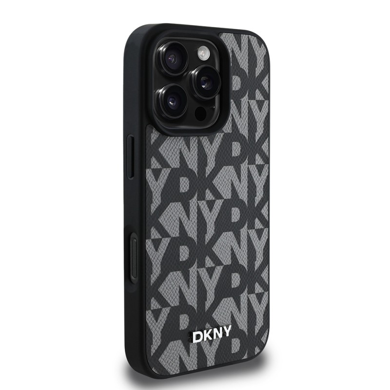 Apple iPhone 16 Pro Max Kılıf DKNY Orjinal Lisanslı M-safe Şarj Özellikli 3D Yazılı Grid Pattern Kapak - 13