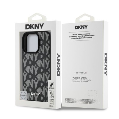 Apple iPhone 16 Pro Max Kılıf DKNY Orjinal Lisanslı M-safe Şarj Özellikli 3D Yazılı Grid Pattern Kapak - 17