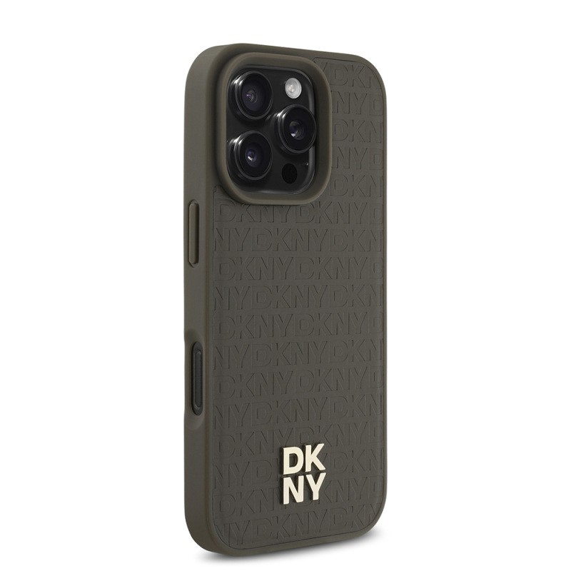Apple iPhone 16 Pro Max Kılıf DKNY Orjinal Lisanslı M-safe Şarj Özellikli 3D Yazılı Repeat Pattern Kapak - 9