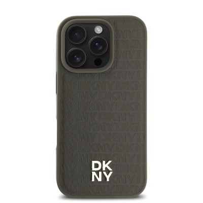 Apple iPhone 16 Pro Max Kılıf DKNY Orjinal Lisanslı M-safe Şarj Özellikli 3D Yazılı Repeat Pattern Kapak - 7