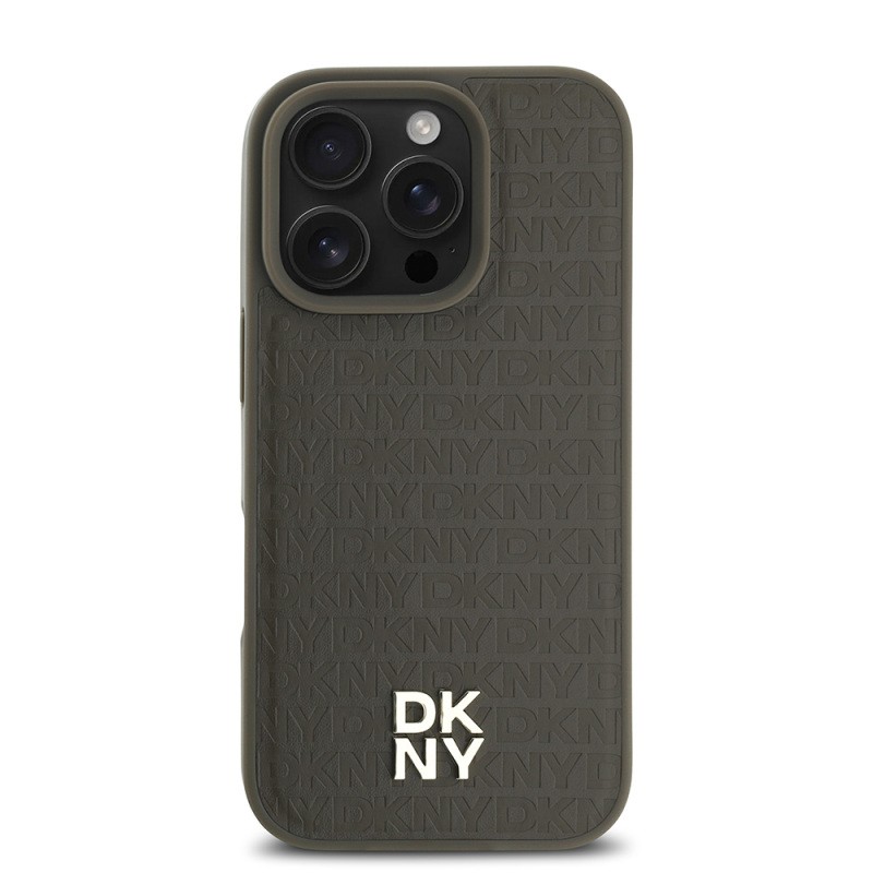 Apple iPhone 16 Pro Max Kılıf DKNY Orjinal Lisanslı M-safe Şarj Özellikli 3D Yazılı Repeat Pattern Kapak - 7